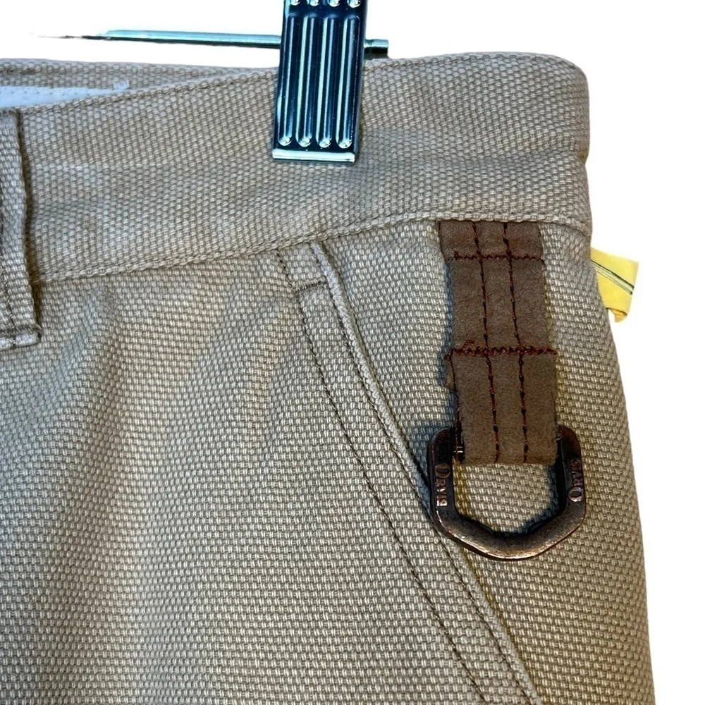 Orvis Men’s Heavyweight Cotton Textured Rugged Tan Pants With Leather Trim W36 …
